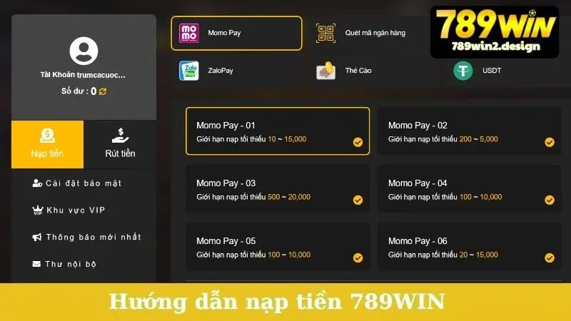 Nạp tiền Hướng dẫn nạp tiền 789WIN đơn giản, dễ hiểu cho người mới